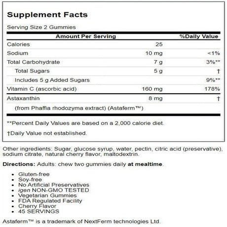 Astaxanthin with Vitamin C - 90 Gummies, by Carlson Labs