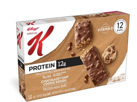 Kellogg'S Special K Protein Bars, Meal Replacement, Protein Snacks, Value Size, Chocolatey Chip Cookie Dough, 19 Oz (1 Pack 12 Count)