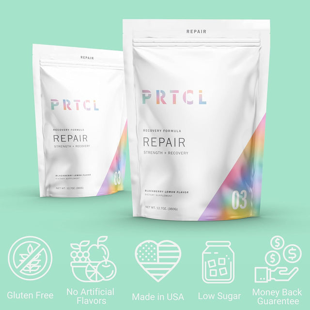 PRTCL Repair Mint Limeade Post Workout Recovery BCAA Powder - 30 Servings; 12G; 360G Pouch