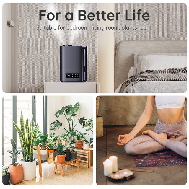 ALROCKET 6L Humidifier, Cool Mist Humidifiers for Bedroom Large Room Home,Top Fill, Smart Humidity Control,Oil Diffuser,Timer, Black