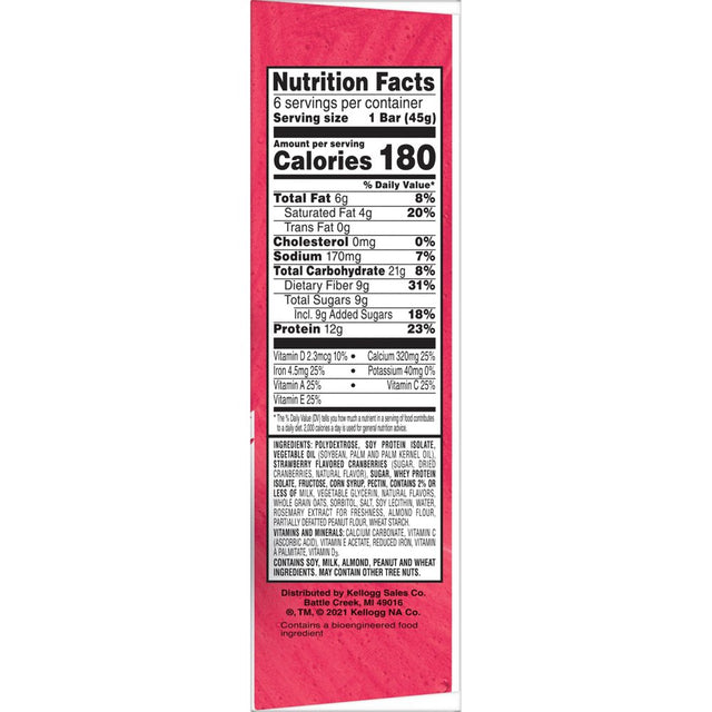 Kellogg'S Special K Strawberry Chewy Protein Meal Bars, Ready-To-Eat, 9.5 Oz, 6 Count