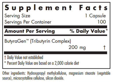 Allergy Research Group - Butyren - Butyric Acid - Colon Lining Nutrition - 100 Delayed Release Capsules
