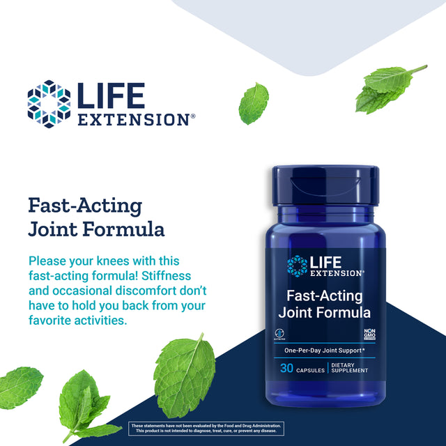 Life Extension Fast-Acting Joint Formula – Advanced Joint Health Support Supplement for Men & Women - for Joint Discomfort & Inflammation Response – Non-Gmo, Gluten-Free - 30 Capsules