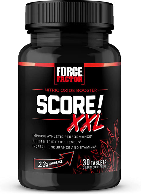 FORCE FACTOR Score! XXL Nitric Oxide Booster Supplement for Men with L-Citrulline, Black Maca, and Tribulus to Improve Athletic Performance, Increase Stamina, and Support Blood Flow, 30 Tablets