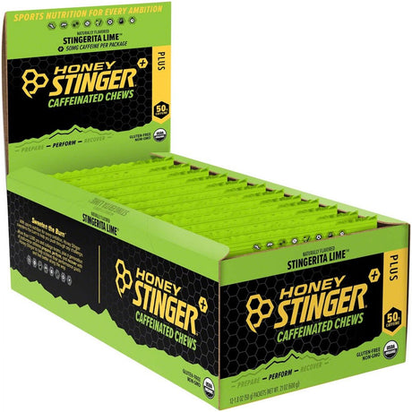 Honey Stinger Caffeinated Energy Chews - Stingerita Lime, Box of 12 Packets