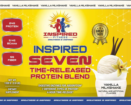 Inspired Seven Vanilla Time-Released Protein Blend, 2.9Lb, 24G Protein