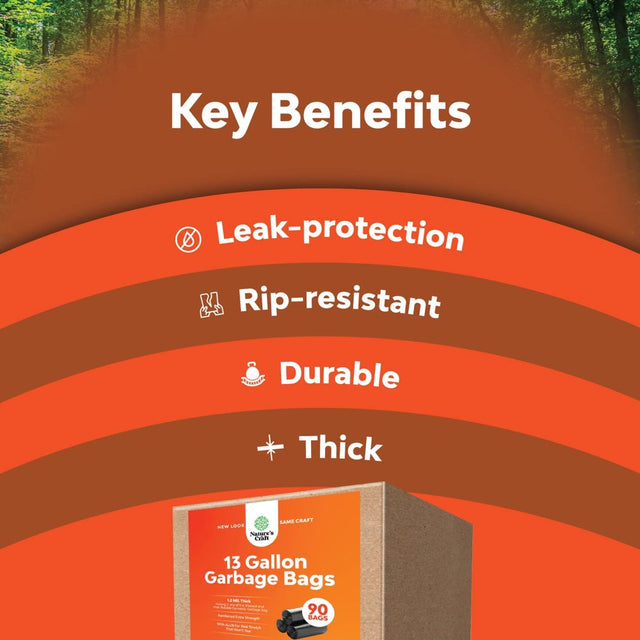 Large 13 Gallon Trash Bags - Household and Kitchen Cleaning Supplies - Trash Bags 13 Gallon Tall Kitchen Trash Bags - Unscented Black Trash Bags and Compost Bags - Large Trash Bags for Lawn Care