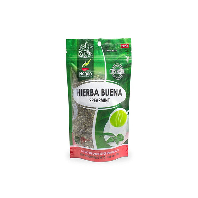 Hanan Peruvian Secrets Hierba Buena|100% Natural Spearmint|1.06Oz / 30G|Naturally Aids in Fighting Digestive Disorders, Abdominal Cramps|Promotes Healthy Digestion (1 Pack)