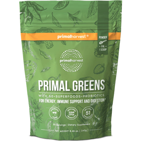 Greens Powder Supplement by Primal Harvest, 30 Servings and 51 Super Food