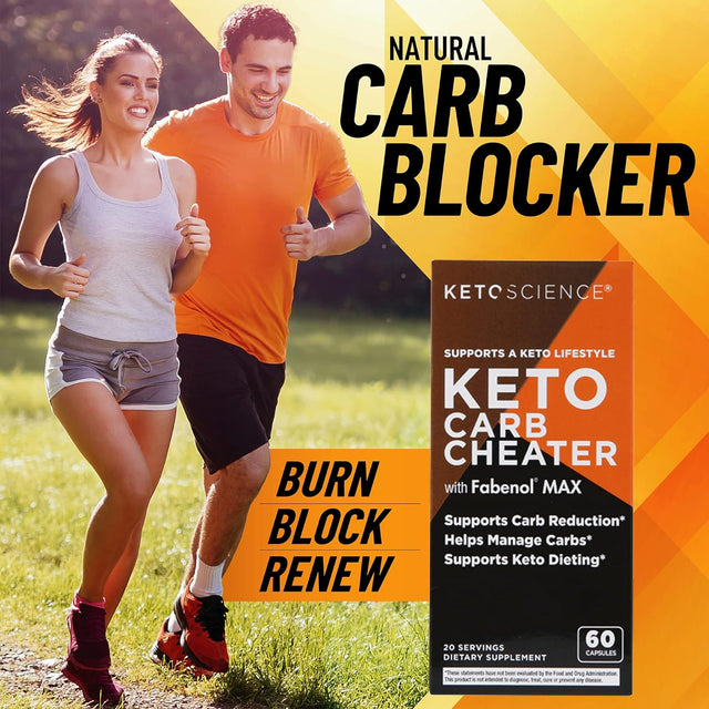 Keto Science Keto Carb Cheater, Supports Carb Reduction, Helps Manage Carbs, Supports Keto Diet, Keto Cheat Meal, Eat Carbs While on Keto, with White Kidney Bean Extract, 20 Servings, Orange