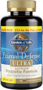 Garden of Life Whole Food Probiotic Supplement - Primal Defense Ultra Ultimate for Digestive and Gut Health, 216 Vegetarian Capsules