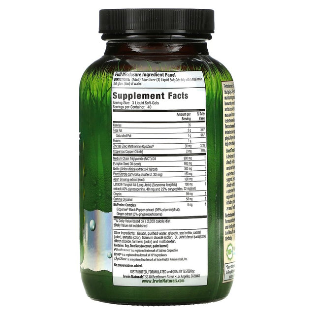 Irwin Naturals Testosterone UP, 120 Liquid Soft-Gels