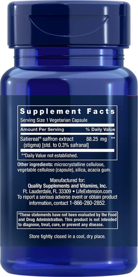 Life Extension Optimized Saffron Extract with Satiereal, 90 Capsule Supplement
