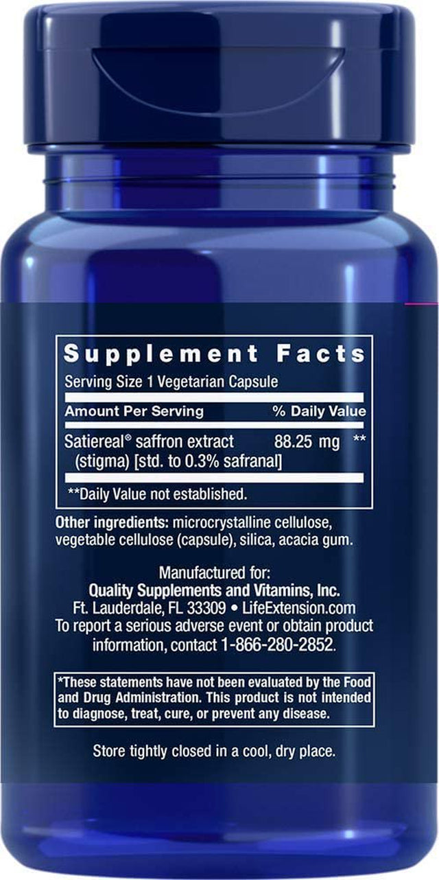 Life Extension Optimized Saffron Extract with Satiereal, 90 Capsule Supplement