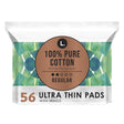 L. Ultra Thin Pads, Regular Absorbency, 56 Ct, 100% Pure Cotton Top Layer
