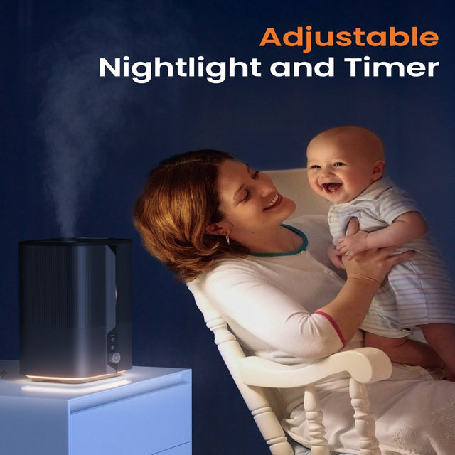 Kyvol Humidifier, 4.5L Cool Mist Large 360° Ultrasonic Humidifiers for Large Room, Bedroom, Basement, Auto Off, for Plants, Quiet for Babies, Kids (Grey)