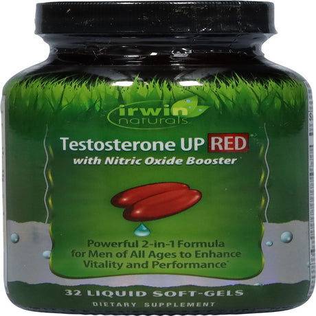 Irwin Naturals Testosterone up Red with Nitric Oxide Booster, 32 Liquid Soft-Gels