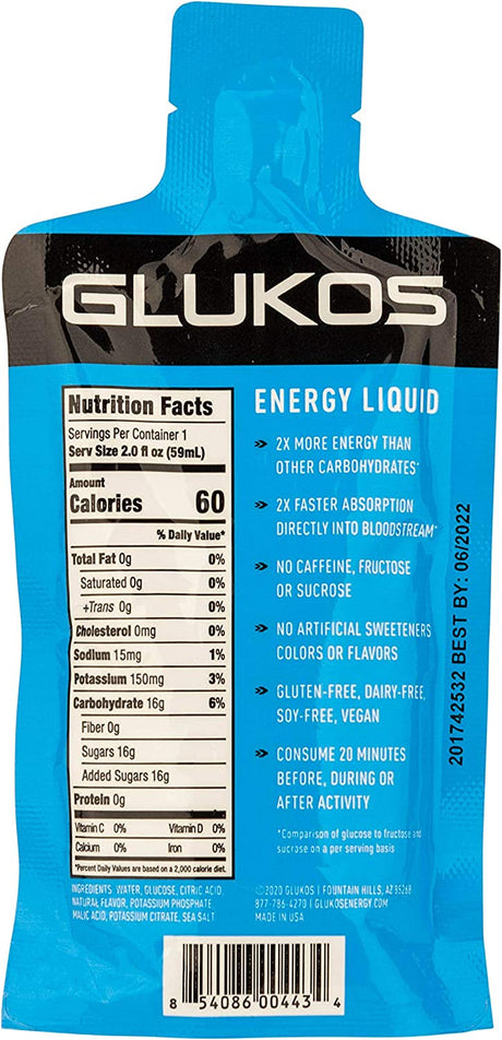 Glukos Energy Liquid Gel 2Oz Packets, 12 Count Tray