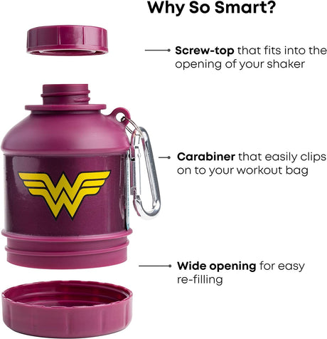 Justice League Protein Powder Storage Container 50G Protein Shaker Bottle Funnel – 110Ml BPA Free Wonder Woman Gifts DC Comics Protein Shakes Bottle Storage for Women