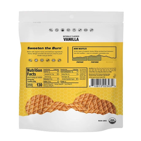 Honey Stinger, Organic Healthy Snack Mini Waffles, Vanilla, 5.3 Oz Bag