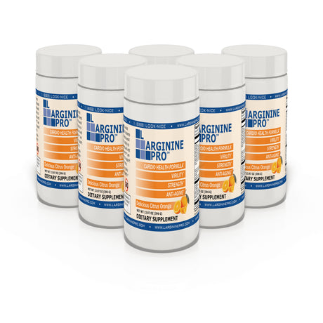 L-Arginine Pro Powder - 5500Mg L-Arginine, 1100Mg L-Citrulline Cardio Health (Citrus Orange, (6) Jars)