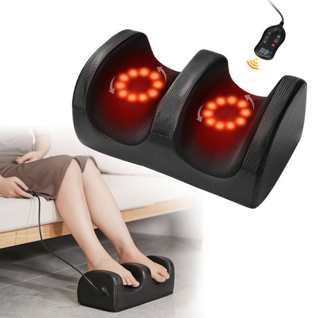 KEKOY Shiatsu Foot Massager with Heat, Chronic Nerve Pain Therapy Spa Gift Kneading & Rolling Massage for Leg Calf Ankle, Hand Remote Control Massager Machine for Circulation and Pain Relief