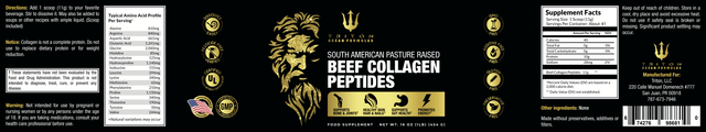 Beef Collagen Protein Powder Supplement | South American Green Pasture Raised Cattle | the Finest Triton Ocean Formulas