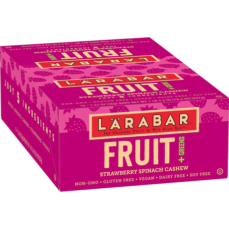 Larabar Strawberry Spinach Cashew Real Fruit Bars, Vegan, Gluten Free Healthy Snacks, 15 Bars & Fruit & Nut Bar, Cherry Pie, Gluten Free, Vegan (16 Bars)