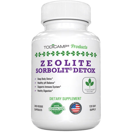 Full Body Detox Cleanse - 240 Zeolite Capsules Supplements Sorbolit by Todicamp - Colon Cleanse - Liver Cleanse Detox & Repair - Ultra Fine 1-2