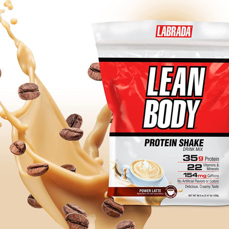 Labrada Lean Body Hi-Energy Meal Replacement Shake, Power Latte, 35G Protein, 2.47Lb