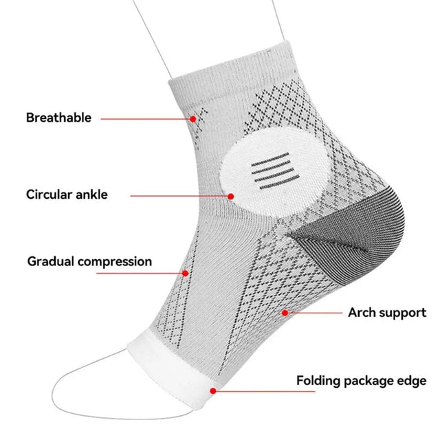 Laidan-4Pair Neuropathy Socks Compression Sleeve for Ankle Swelling Pain Relief Sprain Support Women Men-Purple，S