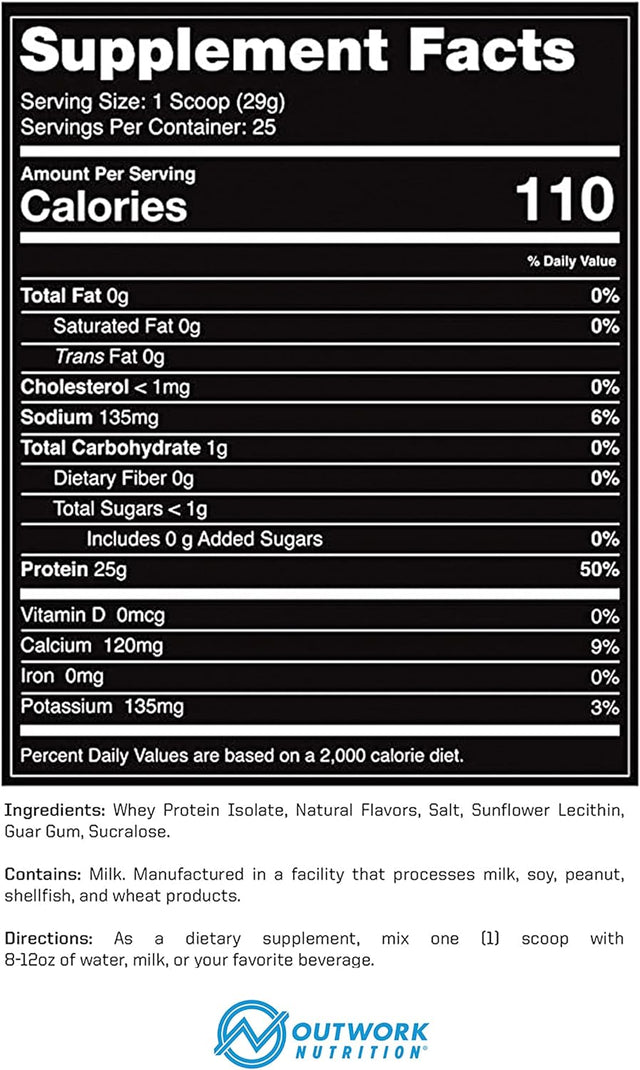 Outwork Nutrition Build Whey Protein Isolate - Perfect for Workout Recovery and Muscle Growth - Increase Protein Intake - Low Lactose, Gluten-Free, Energy Snack - 1.8Lbs Delicious Vanilla Flavor