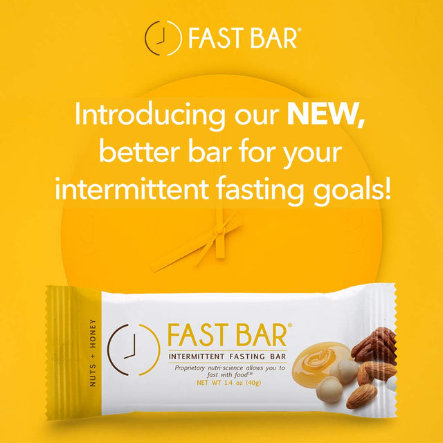 Fast Bar, Nuts & Honey, Gluten Free, Plant Based Protein Bar for Intermittent Fasting (10 Count Box)