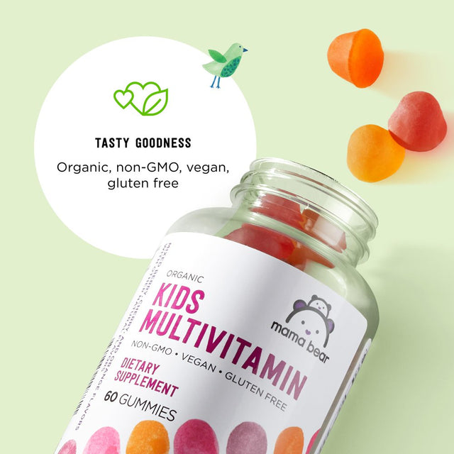Amazon Brand - Mama Bear Organic Kids Multivitamin, 60 Gummies, 1 Month Supply