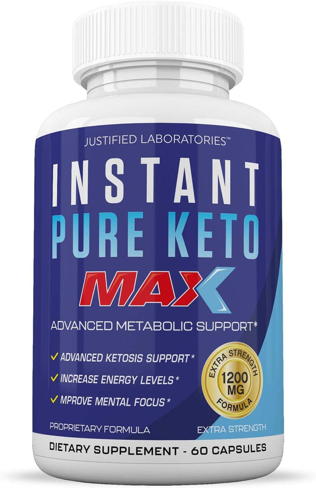 Instant Pure Keto Pills Max 1200MG Keto Pills Advanced BHB Ketogenic Supplement Exogenous Ketones Ketosis for Men Women 60 Capsules 1 Bottle