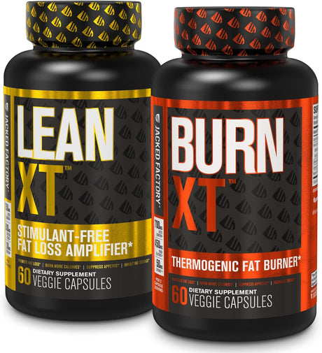 Jacked Factory Burn XT Thermogenic Fat Burner & Lean XT Caffeine Free Weight Loss Supplement