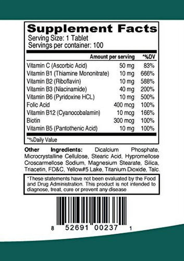 B COMPLEX VITAMIN TABLETS 100'S COMPLEJO B