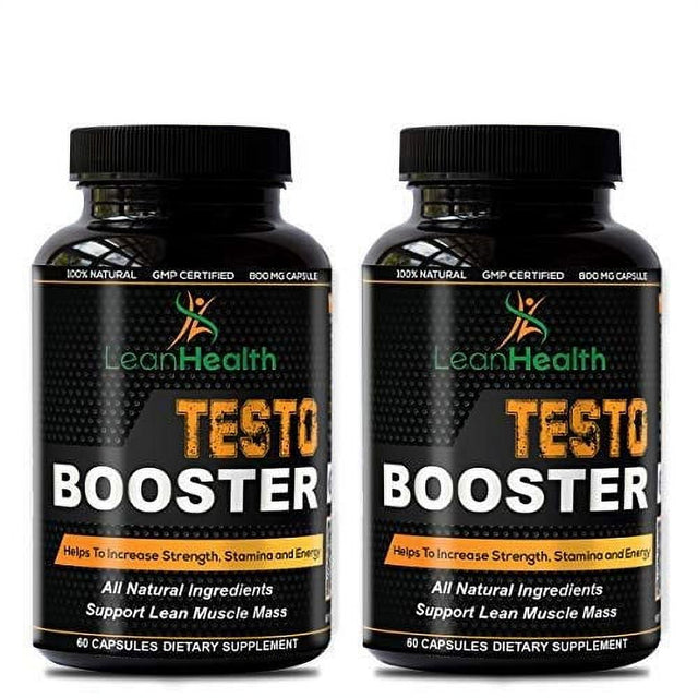Leanhealth Testo Booster 800Mg Dietary Supplement Supports Muscle Growth, Boosts Stamina & Strength, Provides Energy & Endurance for Men & Women 60 Capsules Pack of 2