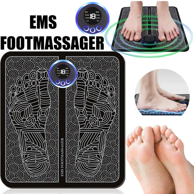 Foot Massager Electric Foot Stimulator Massager, 8 Modes 19 Intensity, Improves Circulation, Relax Stiffness Muscles Relieve Feet and Legs Pain, USB Rechargeabl
