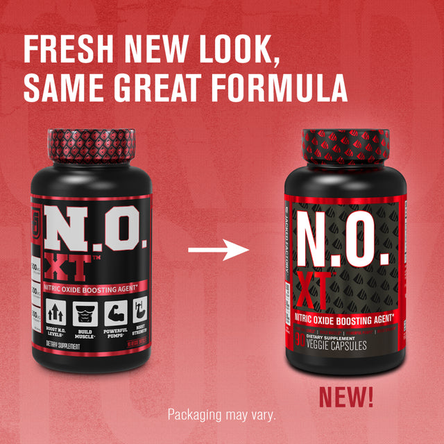 Jacked Factory N.O. XT - Nitric Oxide Boosting Supplement for Muscle Growth, Pumps & Energy - 90 Count