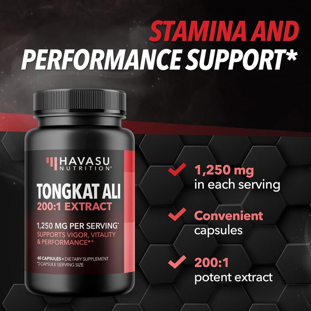 Havasu Nutrition Tongkat Ali for Men | Tongkat Ali Supplement Pills, 60Ct