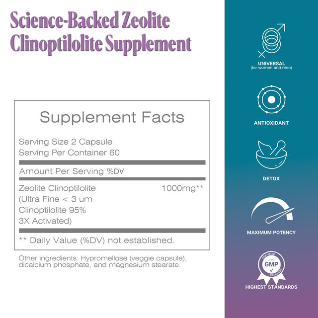 Full Body Detox Cleanse - Zeolite 120 Capsules Supplements Sorbolit by Todicamp - Colon Cleanse - Liver Cleanse Detox & Repair - Ultra Fine 1-2 �M 3X Activated Cleanser Detox