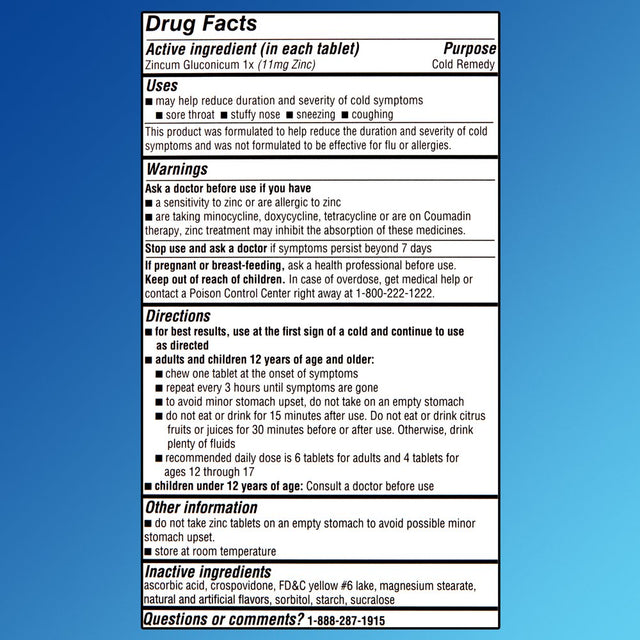 Equate Zinc Chewable Tablets, Citrus Flavor, 25 Count