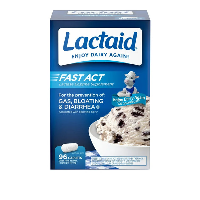 Lactaid Fast Act Lactose Intolerance Caplets, 96 Travel Packs of 1-Ct.