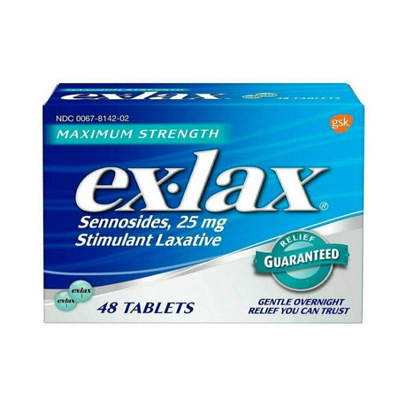Ex-Lax Maximum Strength Stomach Relief Laxative Pills, 48Ct