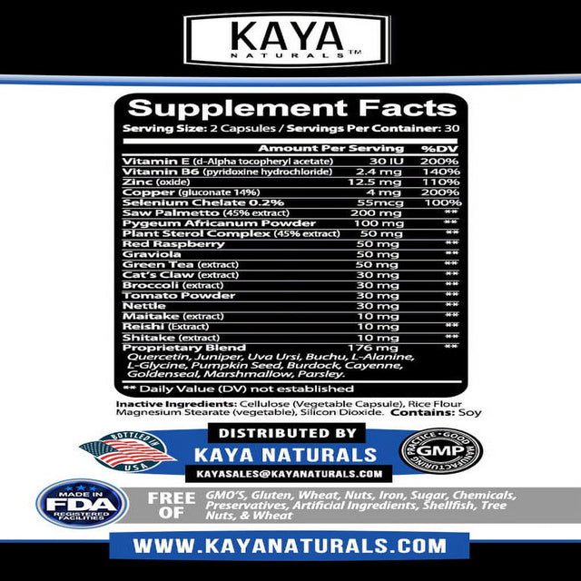 Kaya Naturals Prostate Support - Reduce Frequent Urination, Stamina Supplement