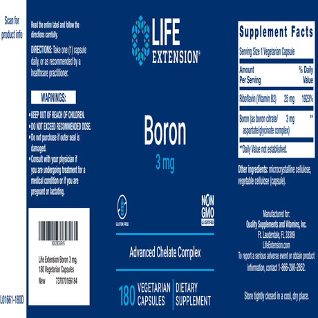 Life Extension Boron 3 Mg, 180 Vegetarian Capsules