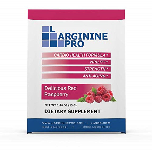 L-Arginine Pro Powder - 5500Mg L-Arginine, 1100Mg L-Citrulline Cardio Health (Raspberry, 1 Bag (30 Packs)