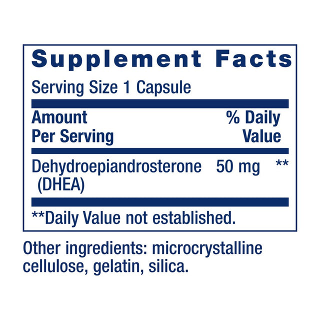 Life Extension DHEA 50 Mg – Dehydroepiandrosterone – Supplement for Hormone Balance, Immune Support, Sexual Health, Bone & Cardiovascular Health, Anti-Aging & Mood Support – Gluten-Free, Non-Gmo – 60