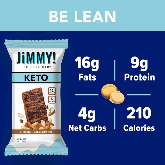Jimmy! Keto Protein Bar, Energy Bar with Low Net Carb Count, Keto Friendly, Low Sugar, Gluten Free, High Protein Snack, 12 Count